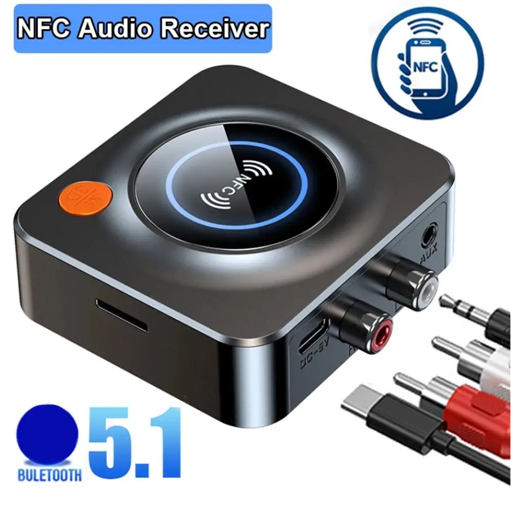 

NFC Bluetooth-compatible Audio Receiver 3.5mm Aux Rca Stereo Music Wireless Adapter For Speaker Car Kit