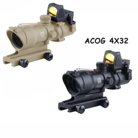 4x32 hunting riflescope real fiber optics green red dot etched reticle tactical optical sight for tactical airsoft hunting