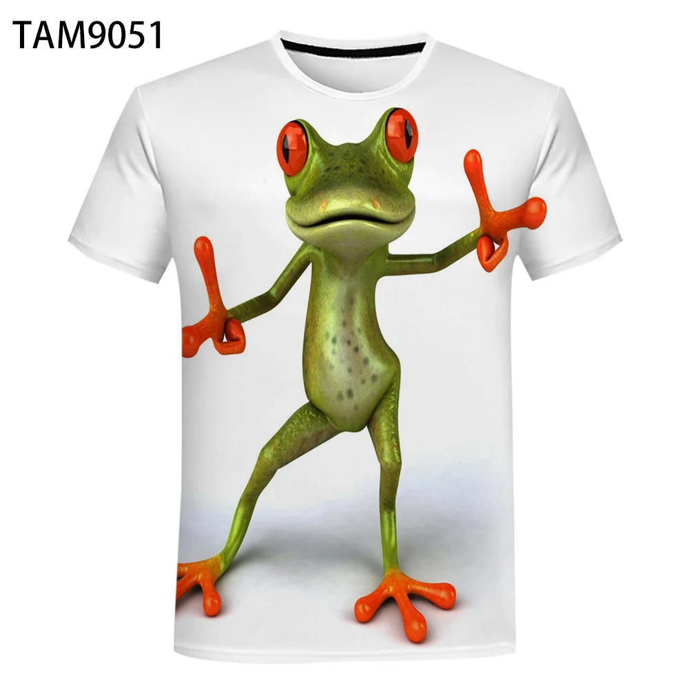 

European And American New Personalized Funny Frog Series 3D Printing Summer Men Women Oversized T-Shirt Street Style Cute C