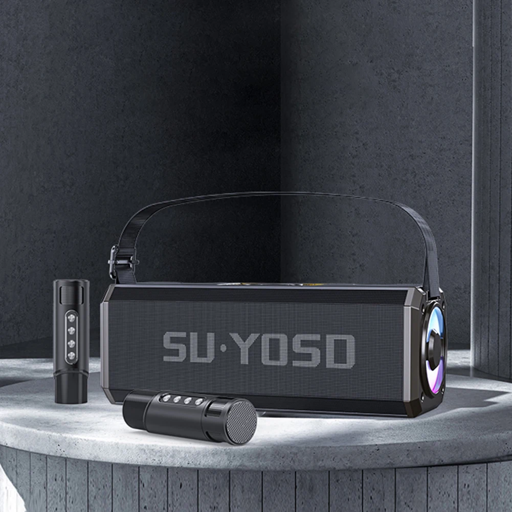 

Outdoor Karaoke with Dual Microphone KTV Karaoke Machine RGB Lights Bluetooth-compatible 5.0 Rechargeable Home Singing Equipment