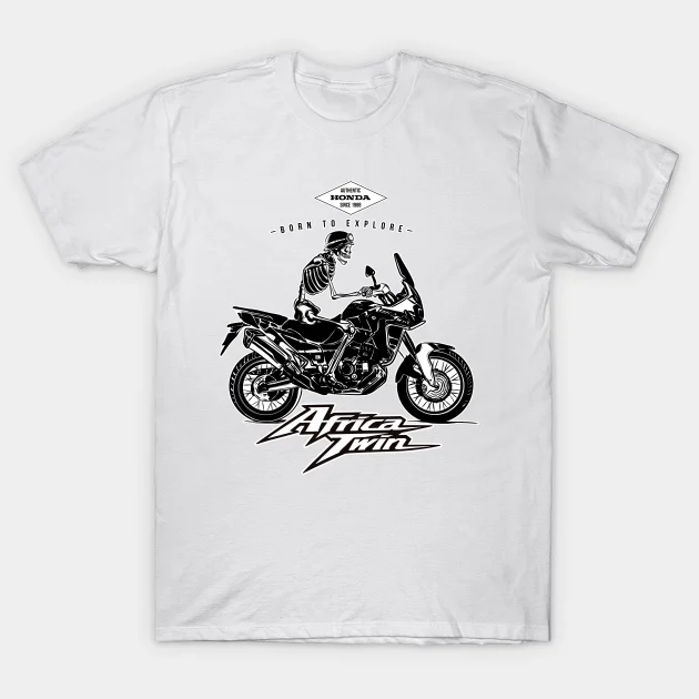 

2021 Men/Women's Summer White Street Fashion Hip Hop Africa Twin Motorbike Adventure T-shirt Cotton Tees Short Sleeve Tops