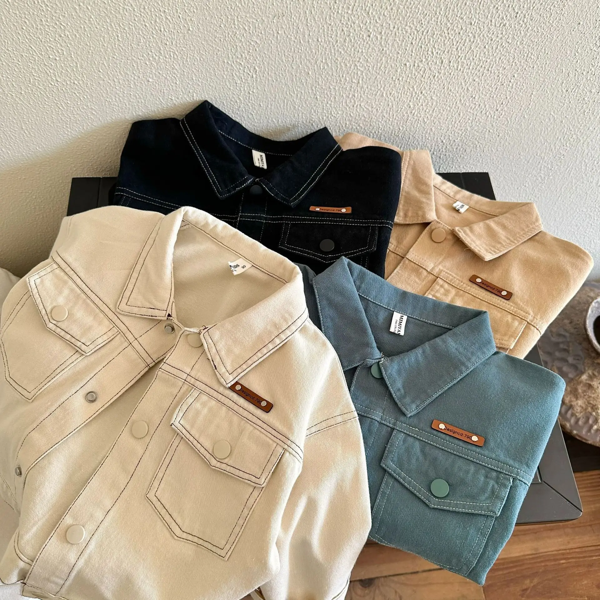 

Детская рубашка, новинка весны 2023, однотонная яркая рубашка для мальчиков и девочек, детская индивидуальная рубашка, пальто