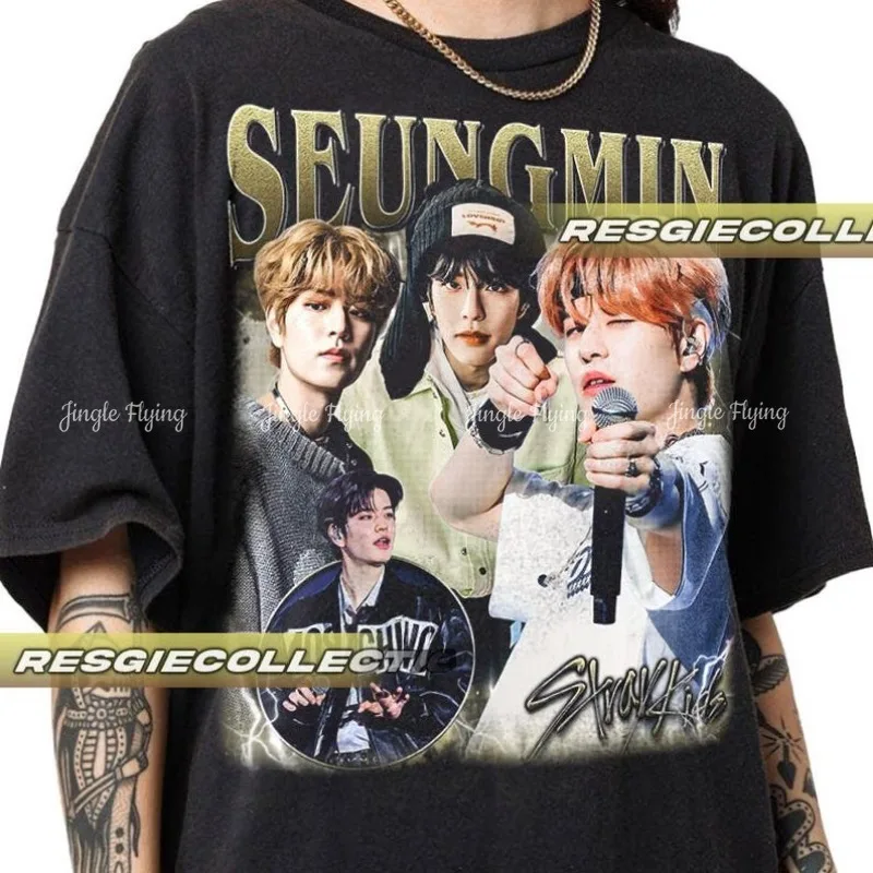Ограниченная серия Seungmin Корейская поп-футболка Винтажная рубашка унисекс