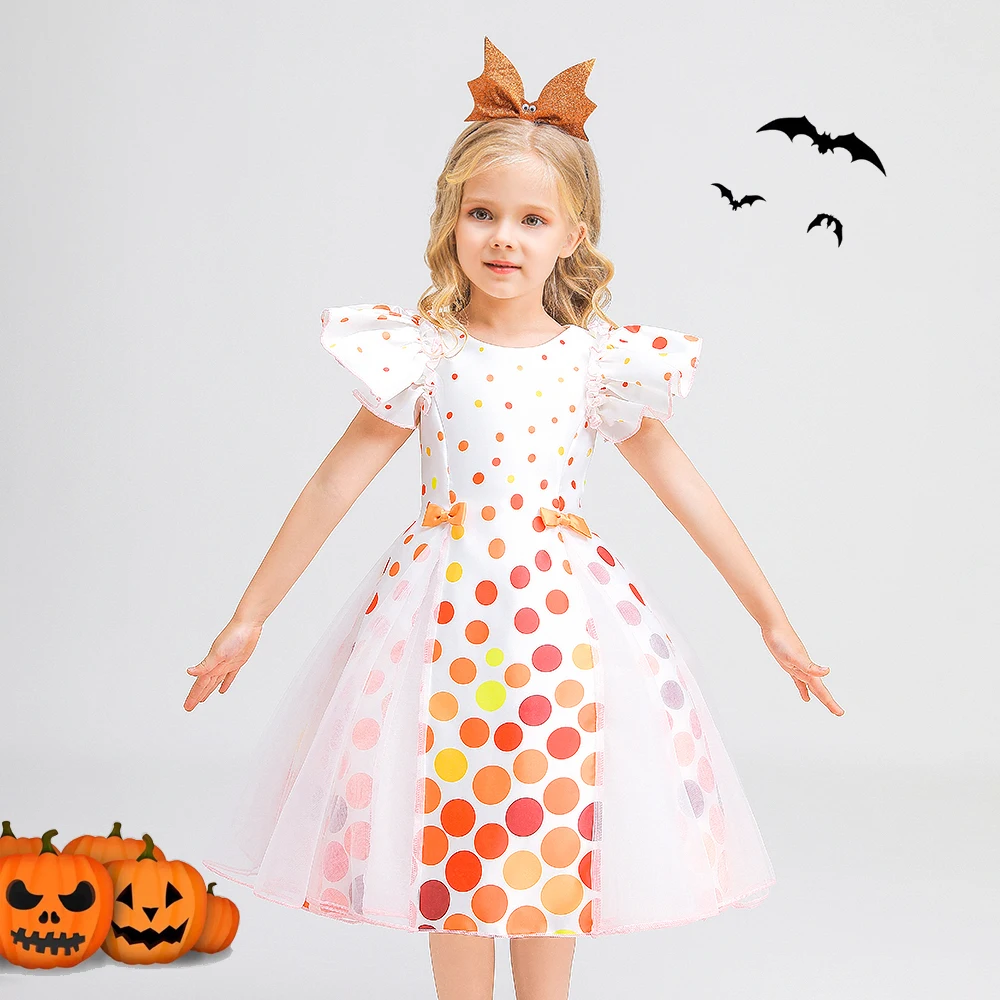 

2022 Летнее Детское платье для девочек, детская одежда, платье принцессы с принтом, платья для дня рождения с коротким рукавом для девочек