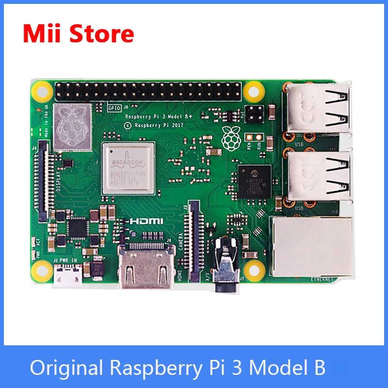 

Original Raspberry Pi 3 Model B the Third Generation Pi 64-bit quad-core ARMv8 CPU 802.11n Wireless LAN Bluetooth 4.1 USB 2.0