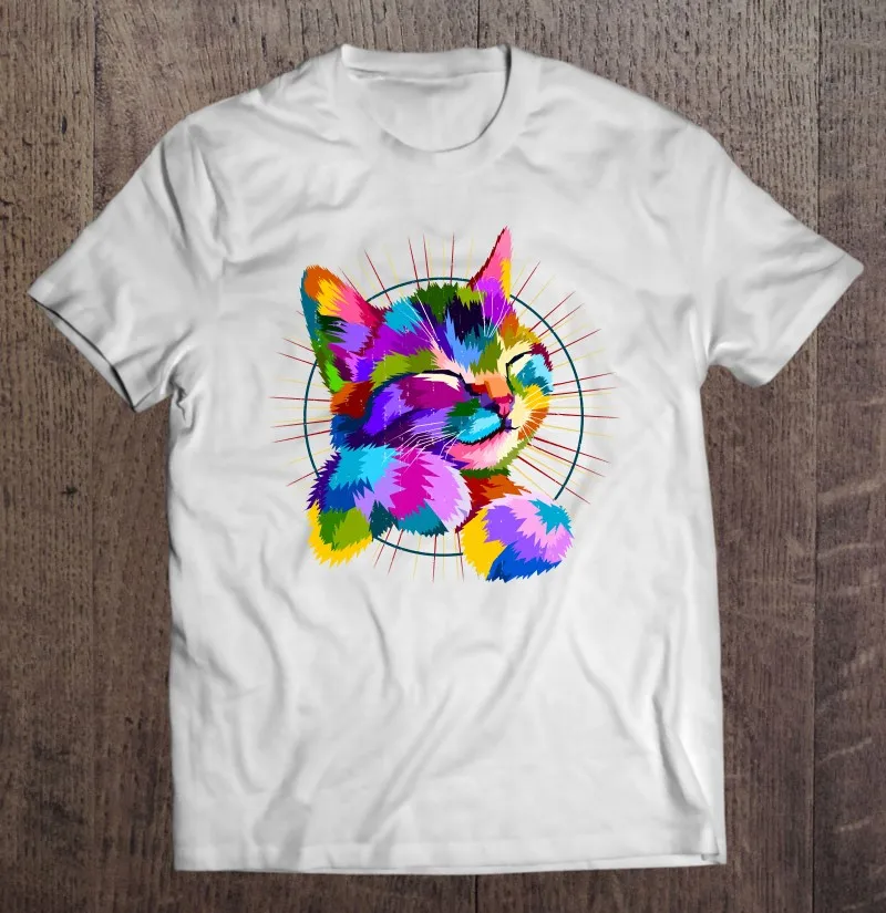 

Cat Person Colorful Kitty Cat Lover Animal Pet Kitten Cat T Shirt For Men Top Aesthetic Clothing T-Shirt Shirt Couples T-Shirt