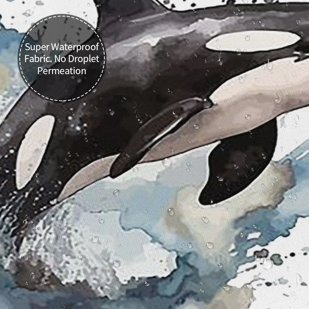 Фото Занавеска для душа Orca Aquatic Sea Ocean Killer Whale, полиэстеровая, водонепроницаемая, для ванной комнаты, с крючками №3