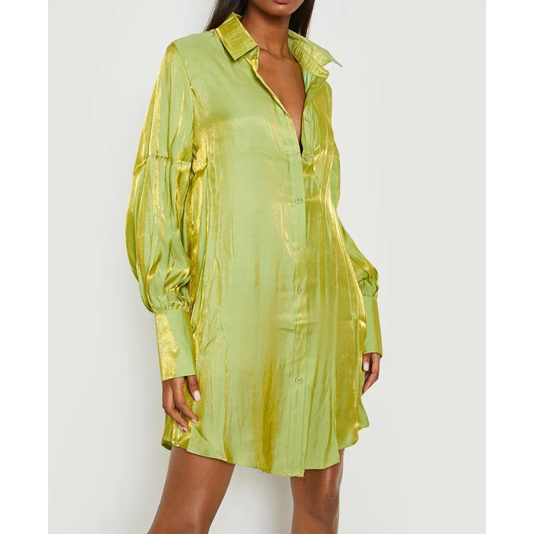 

Платье-рубашка Wishyear на пуговицах, с длинным рукавом, с отложным воротником