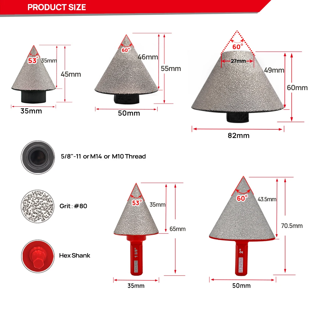 1 шт. алмазные фаски фрезы для плитки камня керамики отверстий Dia35/50/82 мм M14 M10