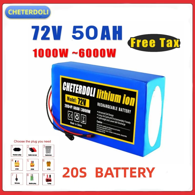 

20S 72V 20Ah 30Ah 40Ah 50Ah Electric Bike Battery 21700 5000mAh Cell 72V Electric Scooter Lithium Battery with 30A 50A BMS