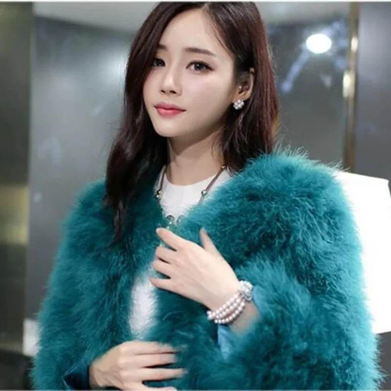 11 colors fashion sexy Ostrich wool turkey fur winter coat women Large size ostrich feather fur jacket C-3