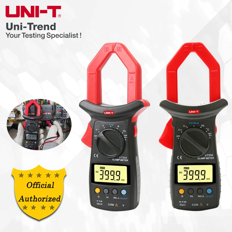 UNI-T UT205 UT206 1000A AC digital clamp meter/multi-function universal ammeter/clamp head lighting