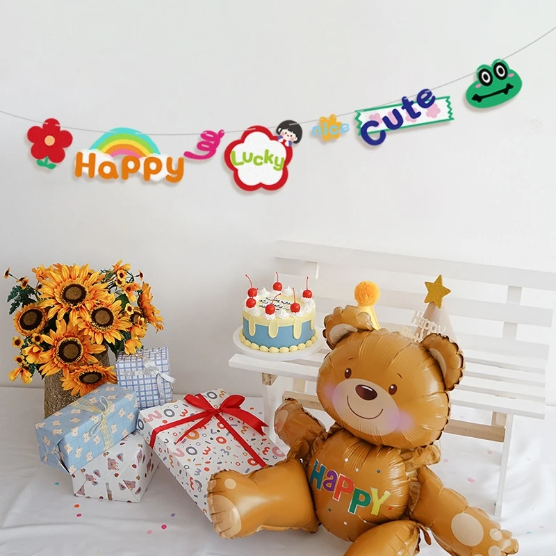 

Flower Banner Cute Paper Bunting Lucky Baby Garland Party Decoration