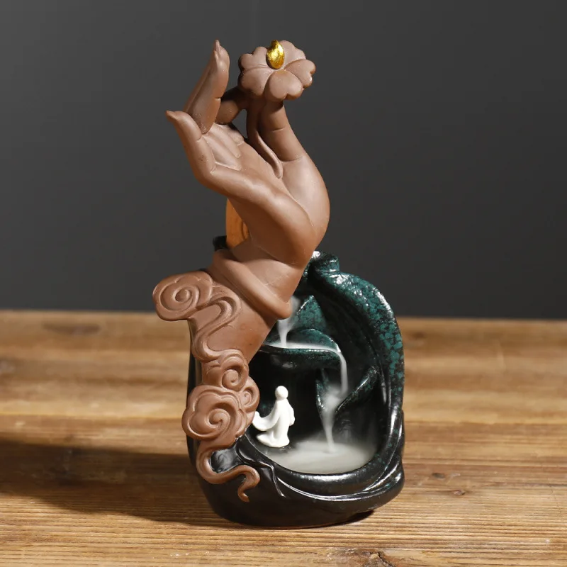 

Ароматерапевтическая горелка Zisha дзэн Лотос, ароматерапевтическая ручка в форме сердца дзэн Будды, декоративное украшение для дома