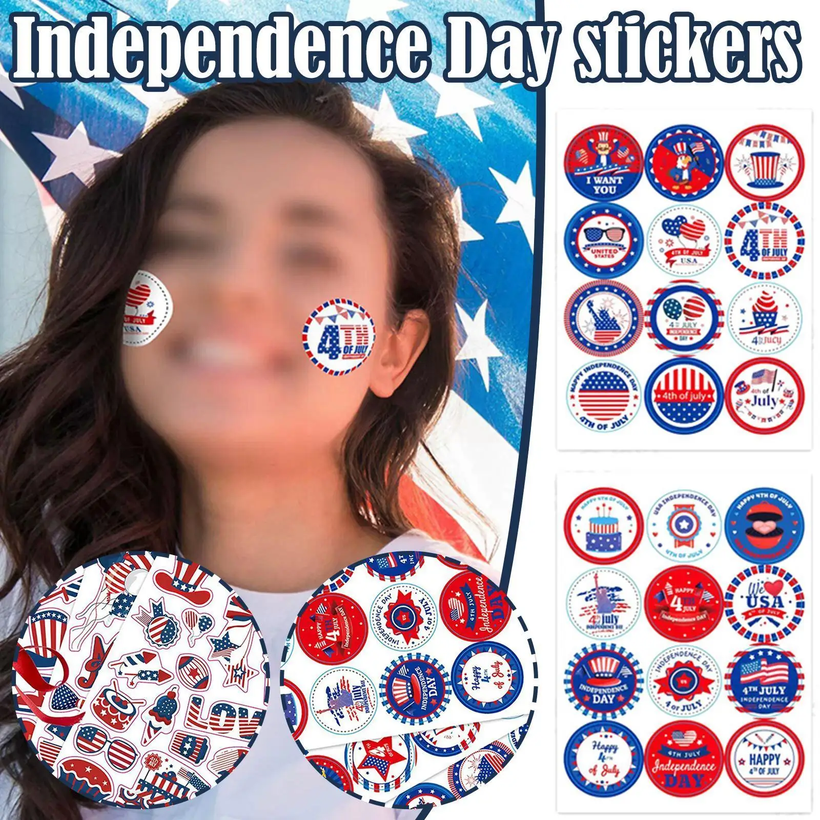 

Наклейка на День Независимости, американские патриотические наклейки, наклейка со звездами и сердцами, самоклеящиеся Канцтовары, Мультяшн...