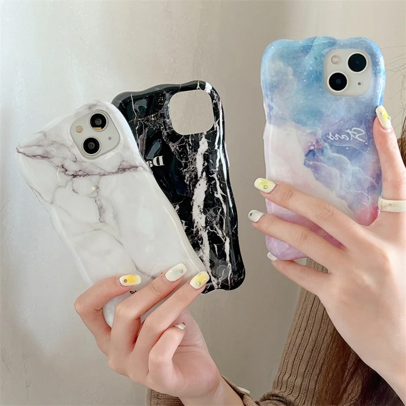 

Чехол для телефона с рисунком под мрамор для iPhone 14, 11, 12, 13 Pro Max, чехол с объемными пузырьками из силикона, ударопрочные милые Чехлы в эстетике ...