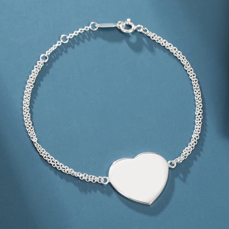 

Heart Bracelets For Women S925 Sterling Silver Bracelet Double Chain Design Valentine's Day Anniversary Gift Free Shipping