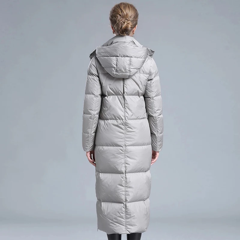 Women's winter clothing puffer zipper down coat 8XL size 4XL black gray navy blue thick warm 7XL size long down jacket enlarge