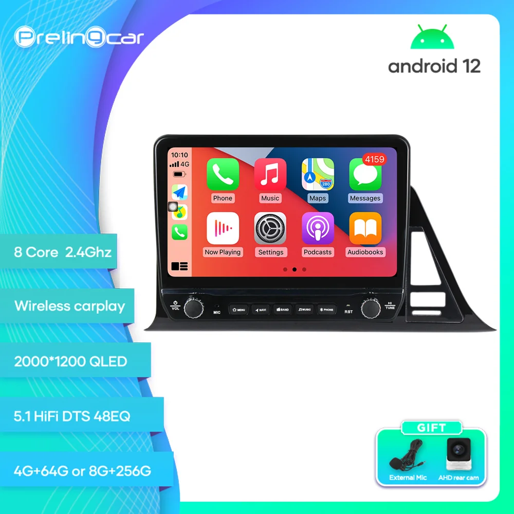 

Prelingcar для Toyota C-HR 2016-2020 лет Android 12 автомобильный монитор 8 256g Carplay RDS GPS Встроенный 2din Радио DVD плеер 5,1 HIFI DST