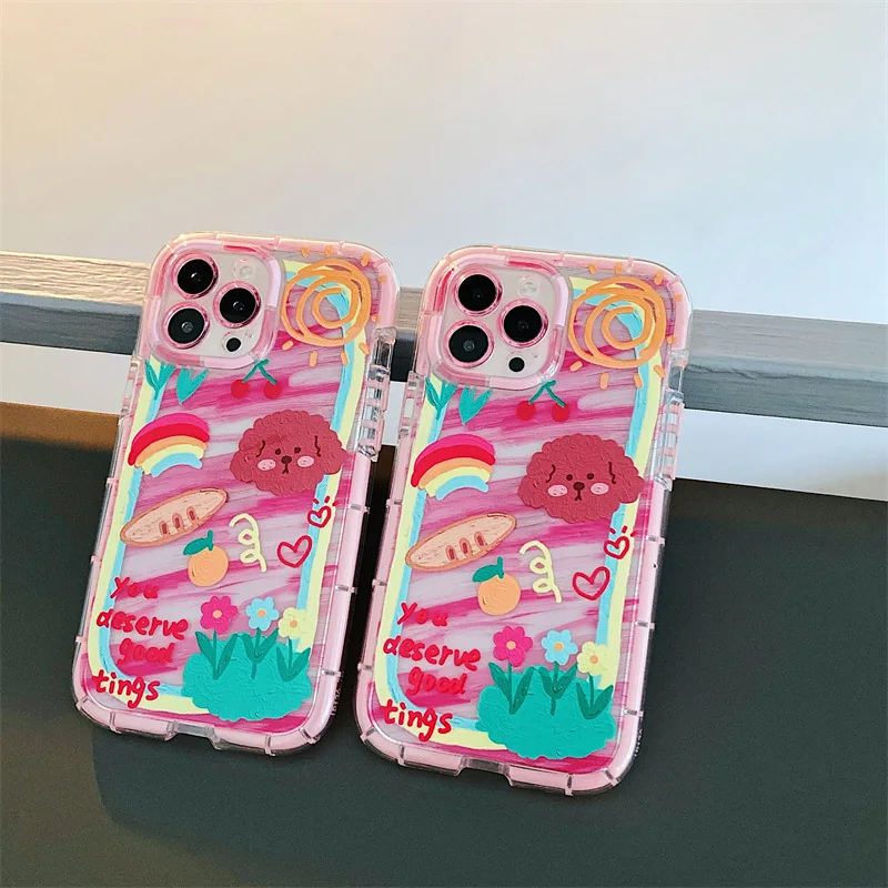 

Graffiti Flower Puppy Phone Case Cover for IPhone 11 12 13 Pro X XR XS Max Shockproof Case for IPhone 13 Cases for Iphone Case