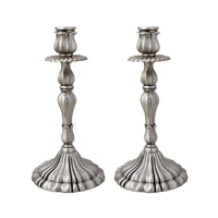 2piecesset antique metal candle stands pewter candlesticks for home table centerpieces decoration ch09