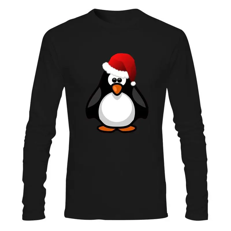 

Мужская одежда, Рождественская версия, милый пингвин в шапке Санты, новые мужские модные футболки с коротким рукавом, новое поступление