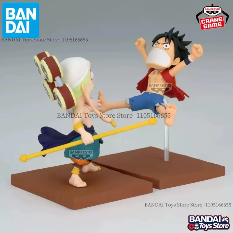 Фото Оригинальный набор мини-фигурок Bandai Banpresto One Piece WCF: Энел против Луффи, битва на Скайпии, коллекционные фигурки, аниме, мультяшные куклы, модель, игрушка №5