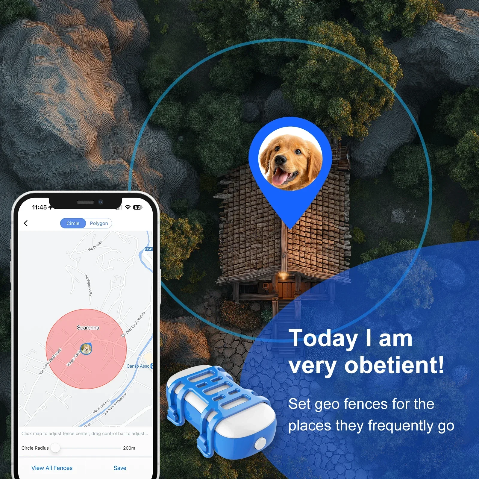 Фото ‌ 4G GPS трекер Android широкий диапазон для собак и кошек Водонепроницаемый умный локатор со звуковым сигналом Дополнительный ошейник для безопасного отслеживания №5