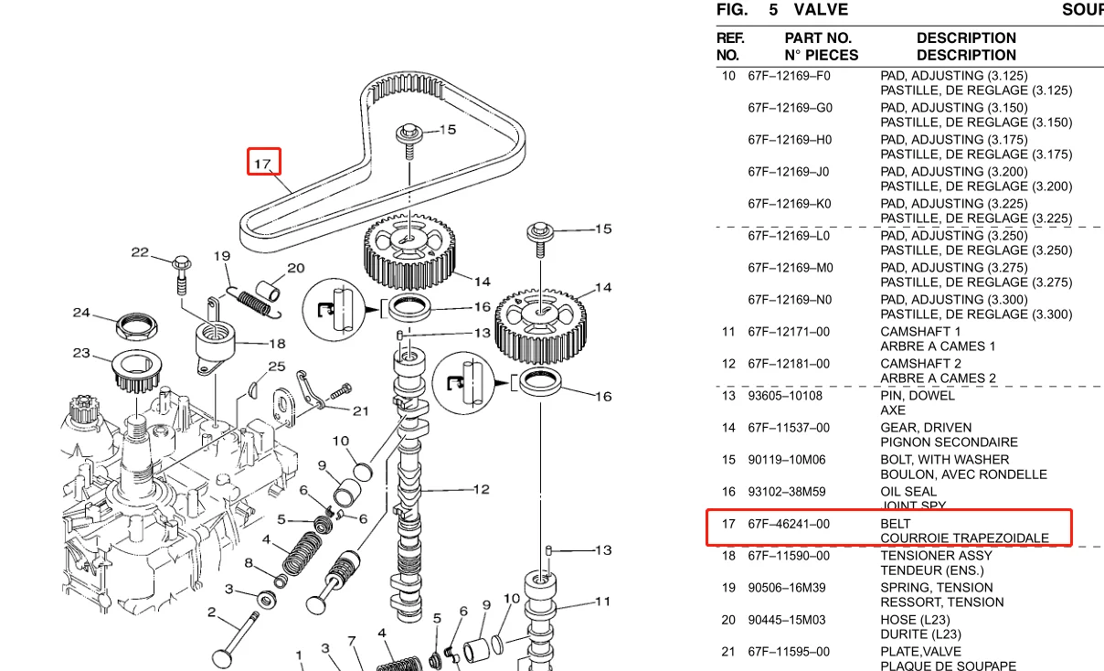 Ремень ГРМ 67F-46241 для подвесного мотора Yamaha 4T F75 F80 F90 F100 F115 Parsun 67F-46241-00 | Автомобили и