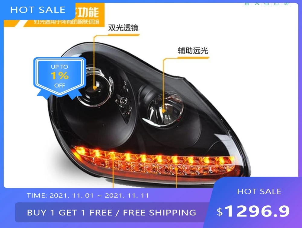 Фото Автомобильные фары и противотуманные фары LED/HID для Porsche Cayenne 2004-2008 годов, аксессуары для авто. №3