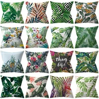 tropical decoration print leaf cushion green plant throw pillow for sofa home decorative pillowcase