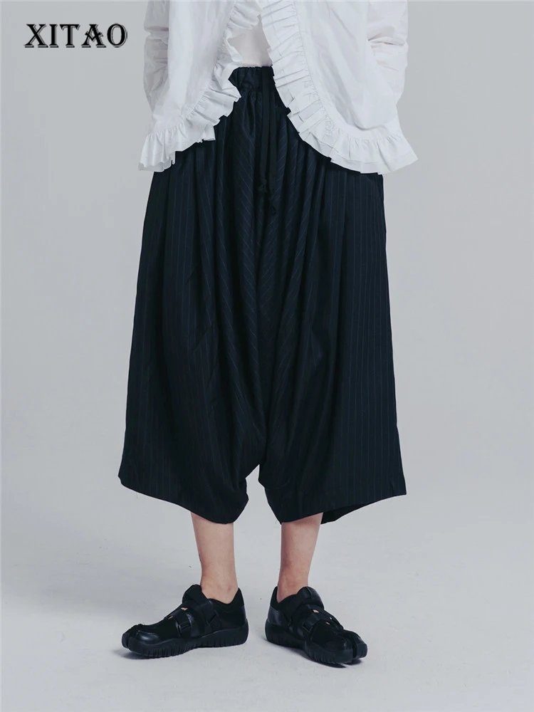 

XITAO Black Wide Leg Pants Fashion Small Fresh Casual Style 2022 Spring Minority Solid Color Pocket Elegant Pants WMD5269