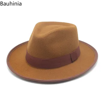 Bauhinia NEW Wool Pork Pie Fedoras Hats Fashion Vintage Curved Brim Trilby Formal Party Cap Autumn Winter Panama Jazz Cap
