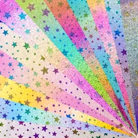 star printed rainbow color changing faux leather fabric sheet for making shoebagpursedecorativecraftearring