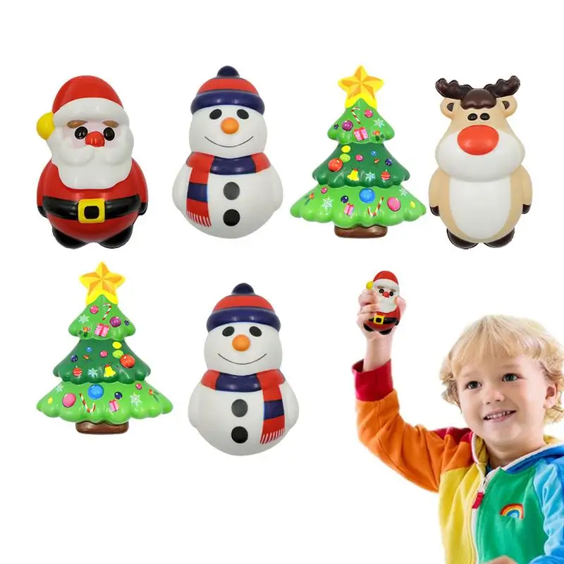 

Christmas Sensory Toys Tree Snowman Elk Santa Slow Toys Themed Stress Relief Sensory Stocking Stuffers Toys for Kid