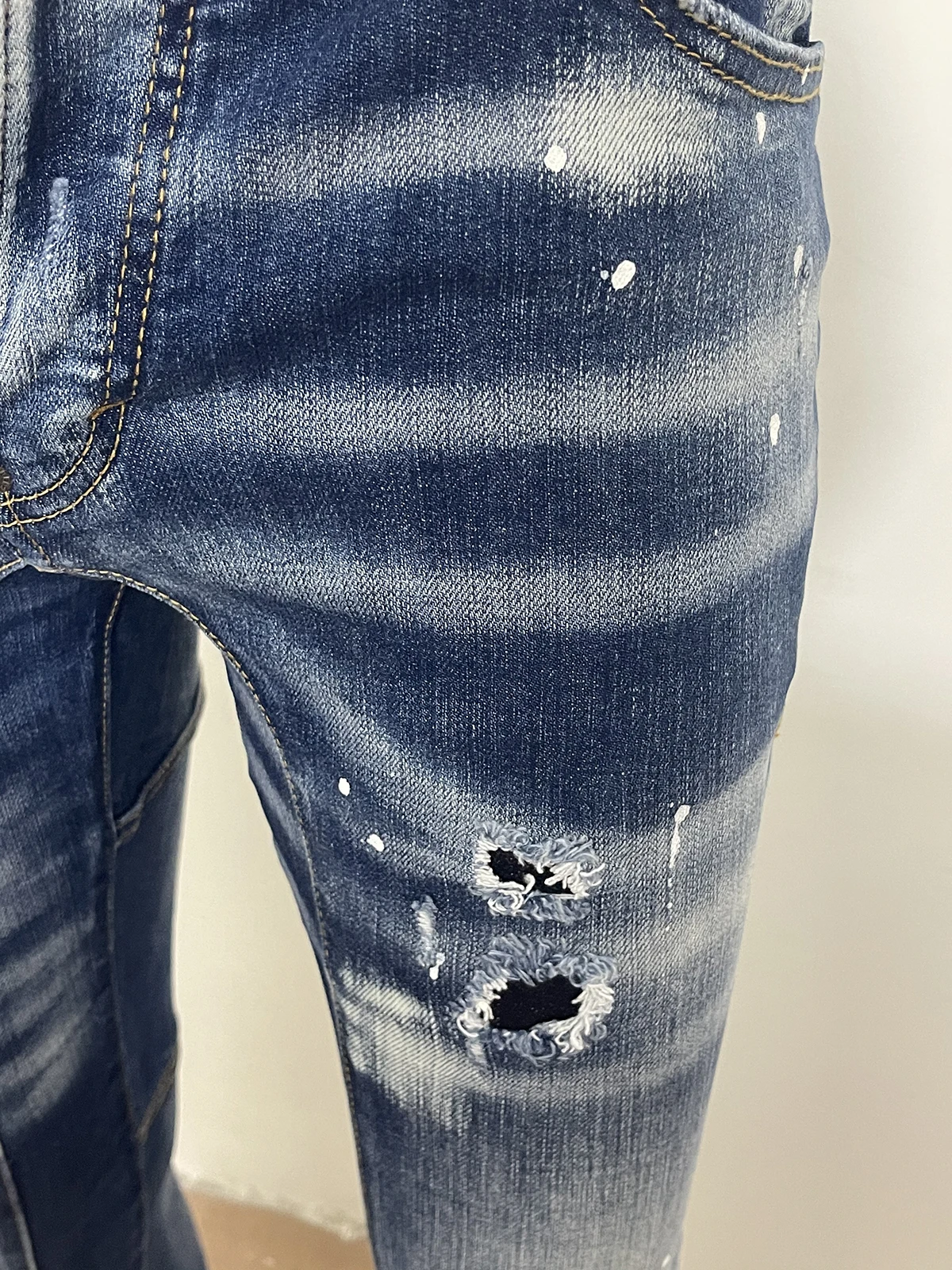 The 2023 new mid-waist slim wash casual calf jeans D2 jeans light-colored printed lettering trendy man 511 #