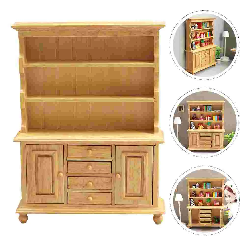 

Dolly House Bookshelf Model Miniature Wooden Cabinet Simulation Furniture