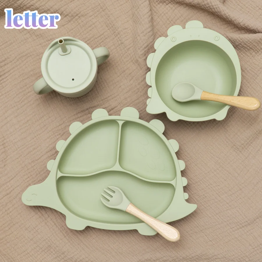 

BPA Free Baby Silicone Sucker Bowl Plate Children's Tableware Training Fork Spoon Portable Feeding Snack Cup Dining Appliance