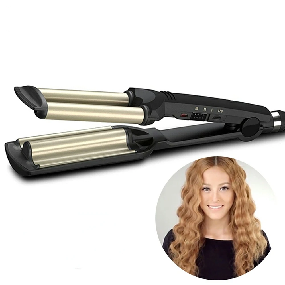 

PRITECH Hair Crimper Curling Iron Ceramic Crimpers Wavers Curler Wand Fast Heating 3 Barrels Hair Waver Tools Corn Types of Hair