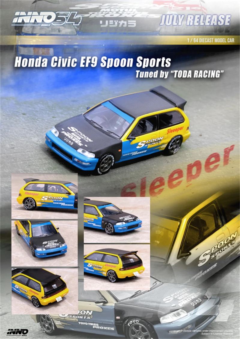 

INNO 1:64 HONDA CIVIC (EF9) Spoom Livery Tuned by TODA RACING Japan Diecast Model Car