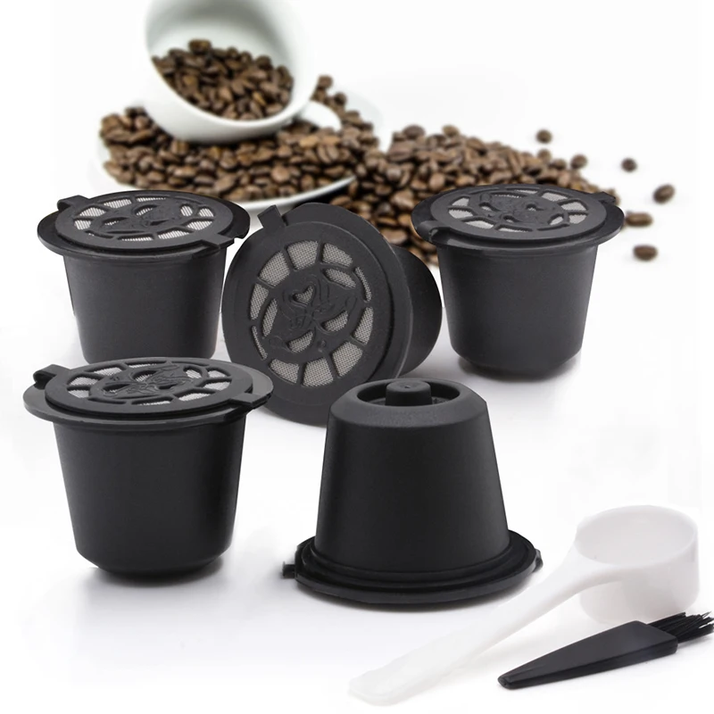 5Pcs Refillable Reusable Coffee Capsule Filters For Nespresso Coffee Machine With Brush Spoon Coffee Accessories images - 6