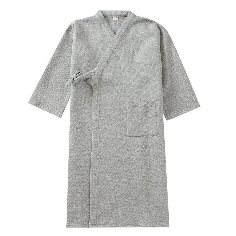 Men Bathrobe Cotton Thick Warm Towel Fleece Cotton Dressing Gowns Long Bath Robe Autumn Winter Unisex Hotel Spa Soft Kimono Robe