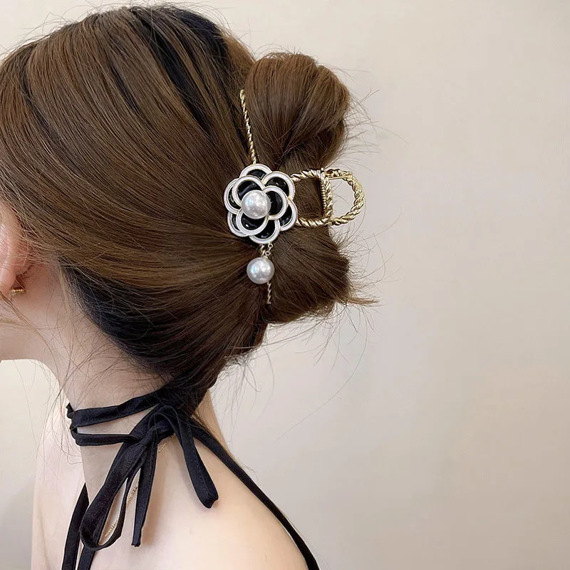 Новый корейский жемчужный зажим для волос женщин и девушек цветок камелии ручная