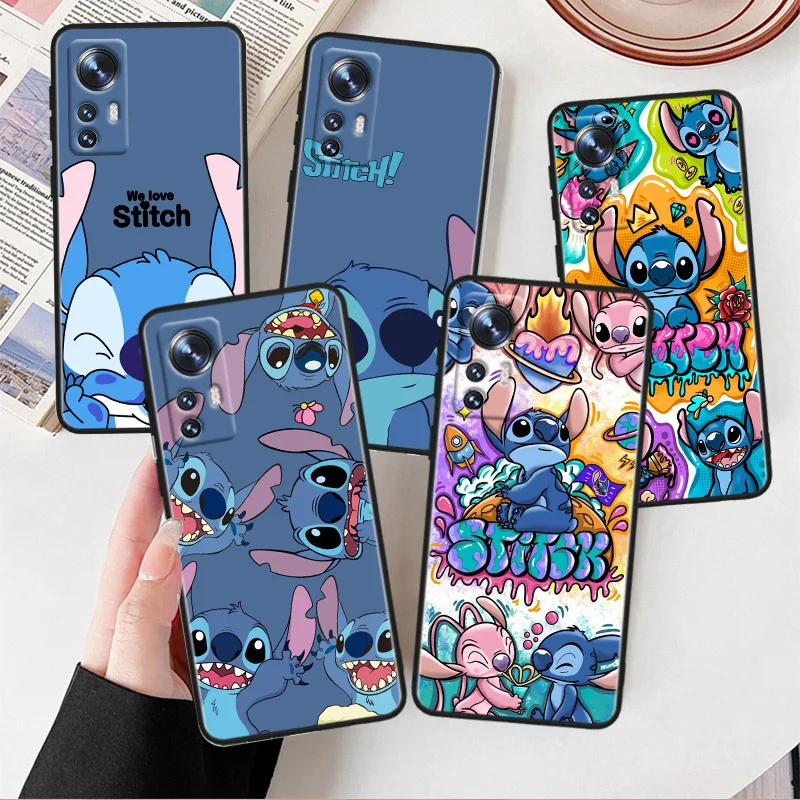 

Cute Stitch Anime Phone Case For Xiaomi Mi 13 10S 10 9T 9SE 8 Mix Play A3 A2 A1 CC9E Note 10 Lite Pro Black Cover