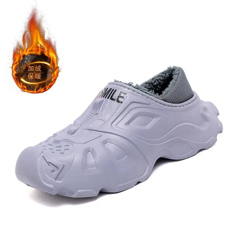 

Cotton Slippers Men's Winter Couple Household Room Inner Velvet Warm Youth Poop Feeling Closed Toe Men's Cotton Shoes