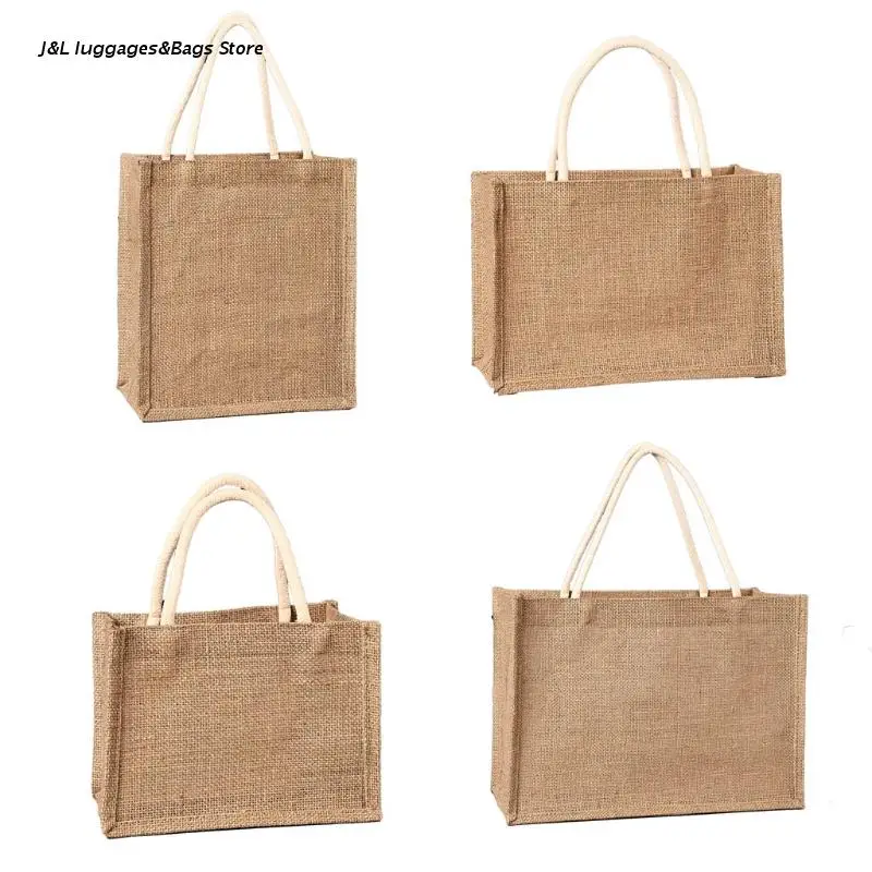 

Jute Tote Bags Burlap Reusable Beach Shopping Grocery Bag with Handle Large Capacity Travel Storage Organizer for Women Girls