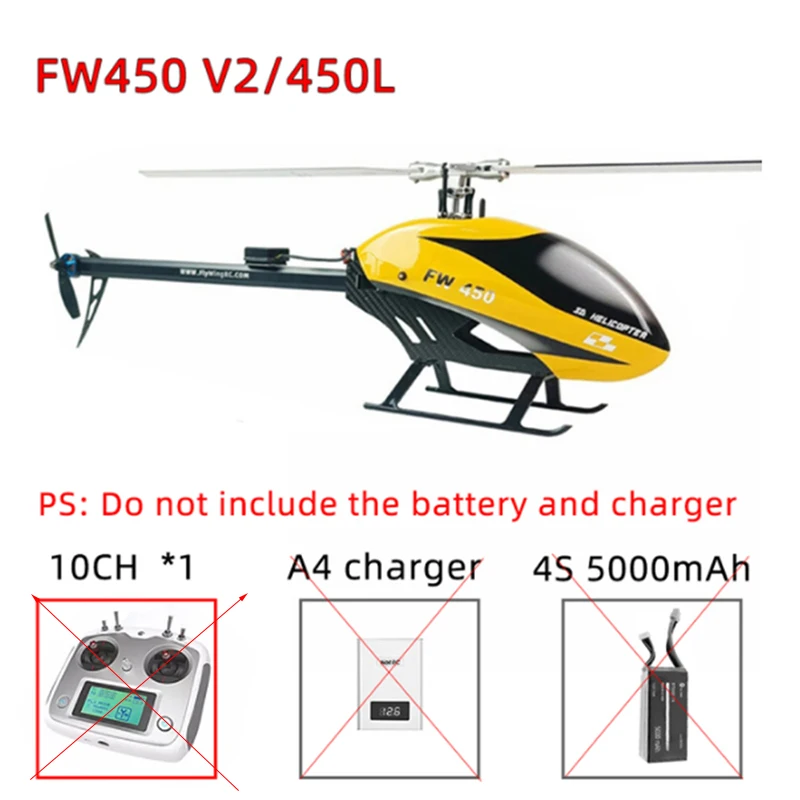 

NEW Fly Wing FW450 V2.5 Version 3D 6CH RC Smart Helicopter FlyWing FW450L RC Helicopter BNF Without Transmitter Charger Battery