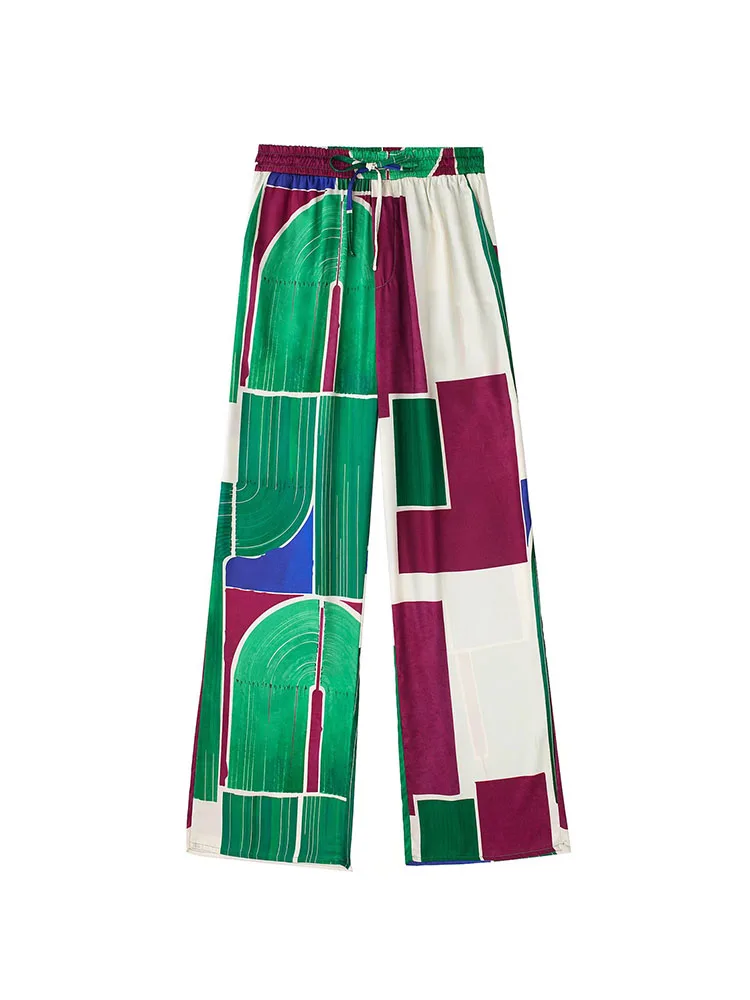 

Брюки женские летние с высокой эластичной талией и завязками