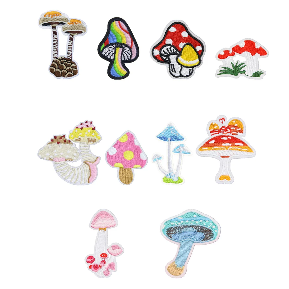 

Mushroom Applique Diy Iron Embroidered Patch Badges Sew Clothes Appliques Floral Jeans Sewing Clothing Decorative Pants Badge