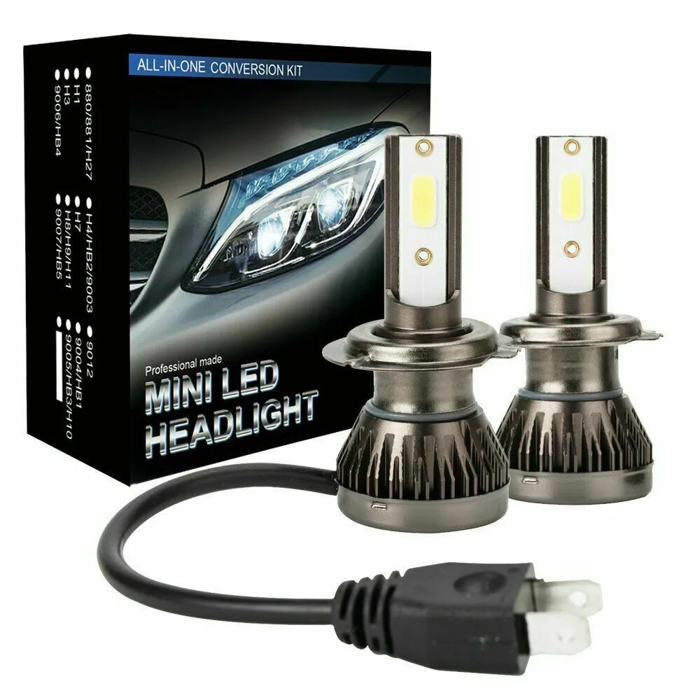 2x H7 LED Headlight Error Free 200W 20000LM Hi / Low Kit Bulbs Aviation 6063 Aluminum Beam Canbus COB Headlight Super Bright images - 6